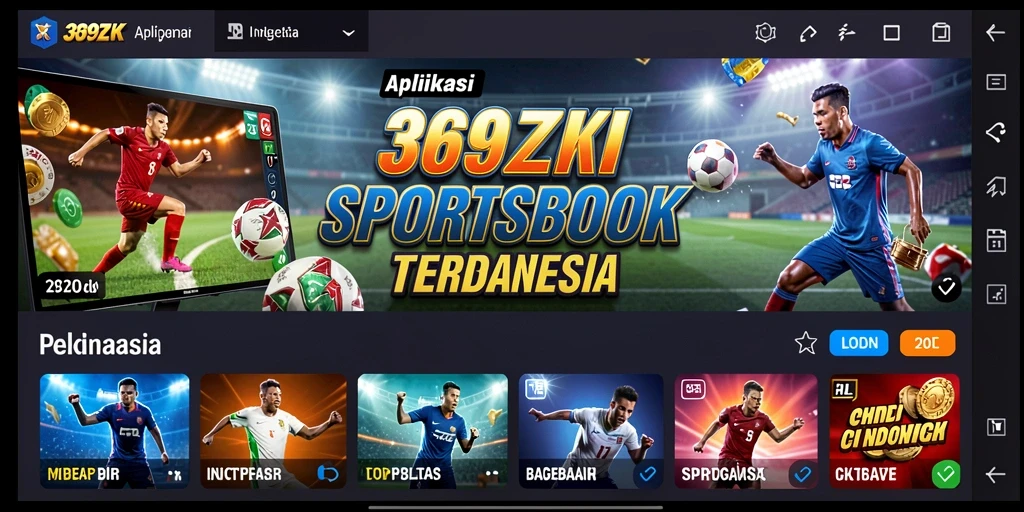 Tampilan utama aplikasi 369ZK dengan fitur taruhan olahraga.