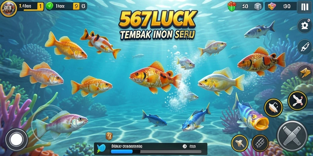 Screenshot gameplay 567LUCK menunjukkan aksi memukau saat berburu ikan.