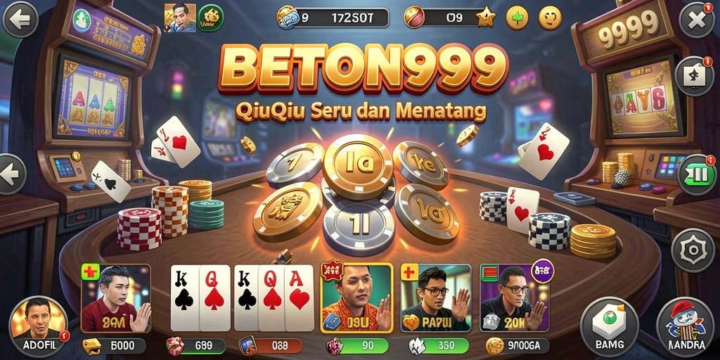 Screenshot gameplay BETON999 menampilkan aksi seru permainan QiuQiu.