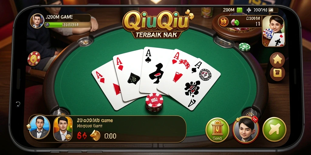 Tampilan gameplay seru dari J200M dalam permainan QiuQiu.