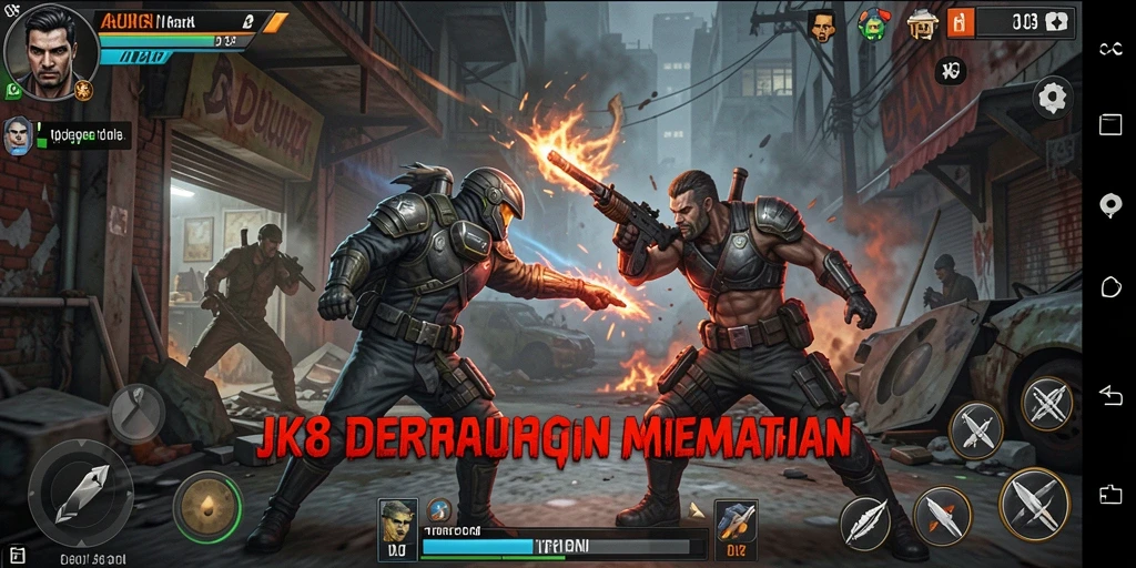 Tampilan layar permainan JKT8 dengan pertarungan yang intens dan aksi mendebarkan.