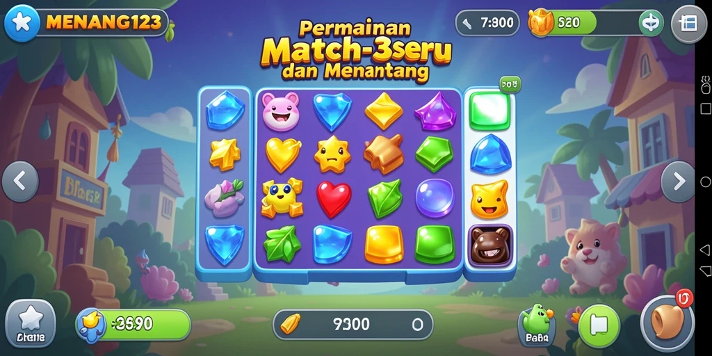 Tangkapan layar yang menunjukkan gameplay seru Match-3.