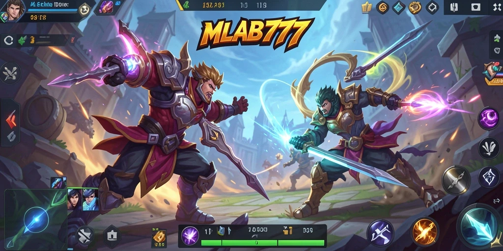 Screenshot gameplay MLBB777 menampilkan pertarungan seru dengan karakter yang dinamis.