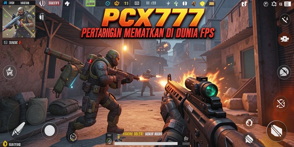 Tampilan gameplay menegangkan dari PCX777 dalam aksi FPS.