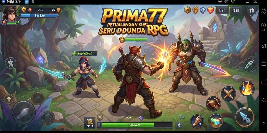 Tampilan gameplay seru dari PRIMA77 dengan pertarungan epik dan dunia yang luas.