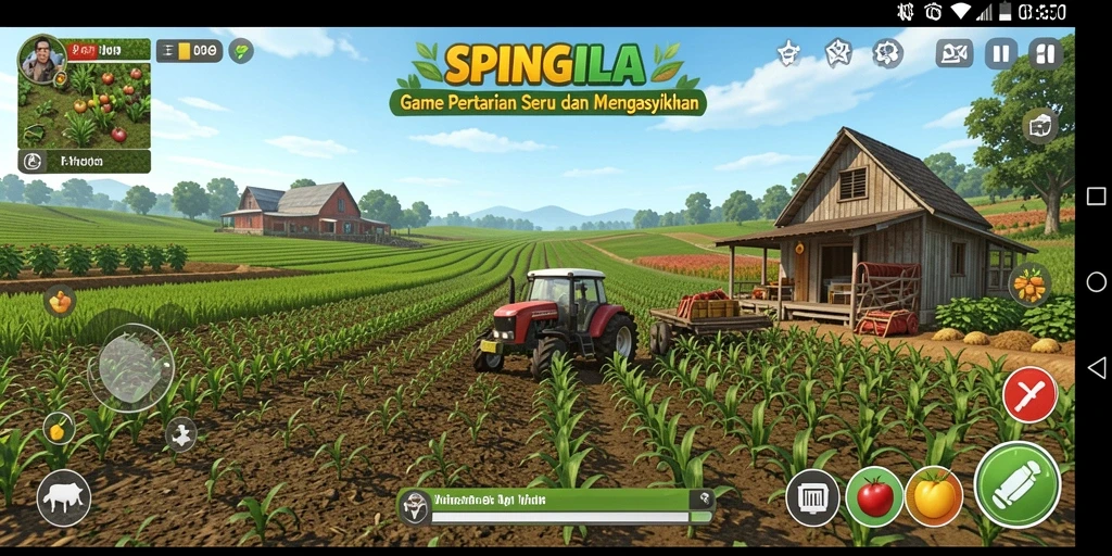 Gameplay SPINGILA menunjukkan aktivitas pertanian yang seru dan menyejukkan.