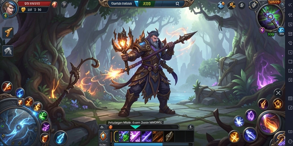 Tangkapan layar permainan <strong>TURU99</strong> menampilkan pertarungan seru dalam dunia MMORPG.