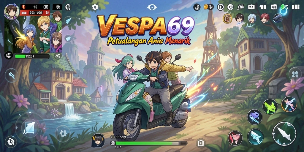 Screenshot menunjukkan aksi seru dalam permainan Anime VESPA69.