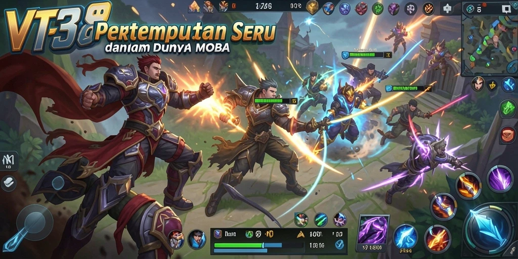 Menampilkan aksi seru pertarungan tim dalam VT38 yang menggugah semangat.